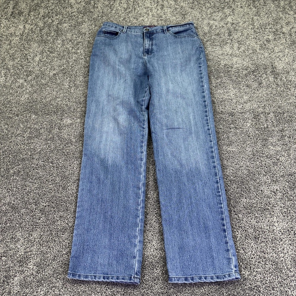 Gloria Vanderbilt Jeans Womens 14 Blue Amanda High Rise Straight Stretch Denim